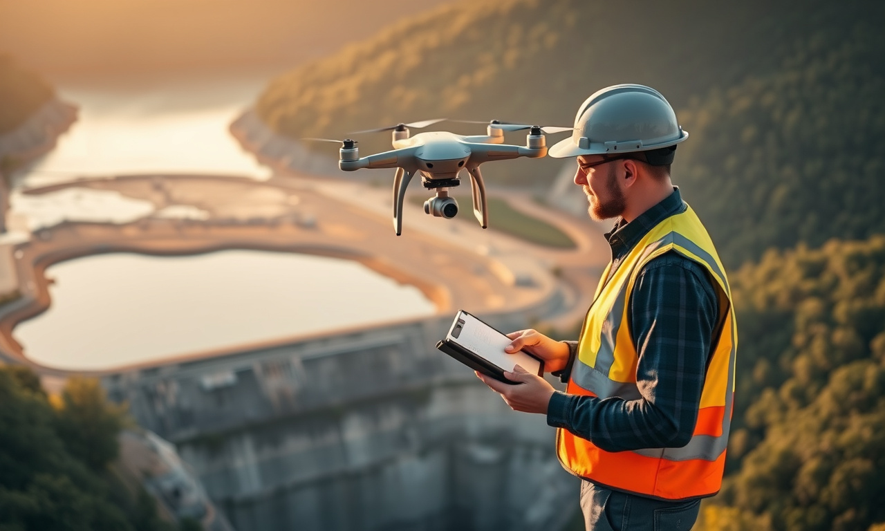 Equipe técnica executando voo de monitoramento ambiental com drone em área de licenciamento
